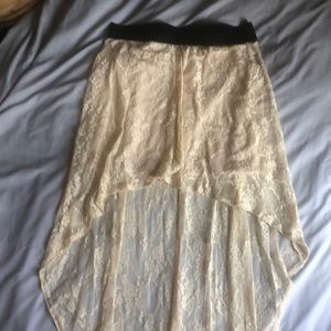 SALE Hi-low flowy and lacy skirt nude